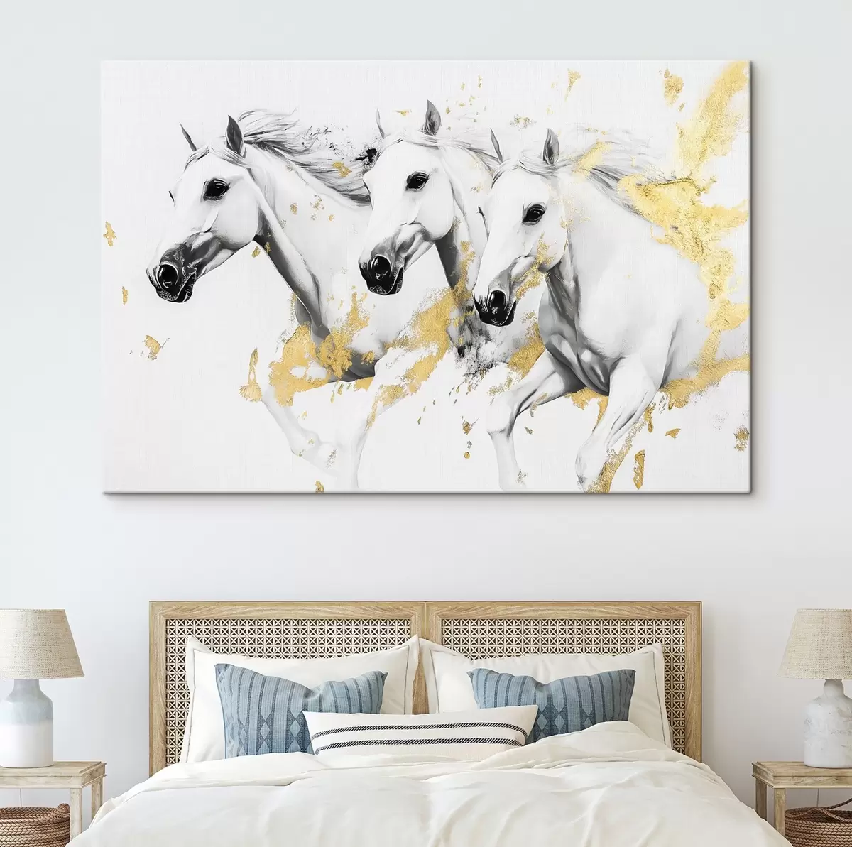 Glezna Trīs melni un balti zirgi s42617