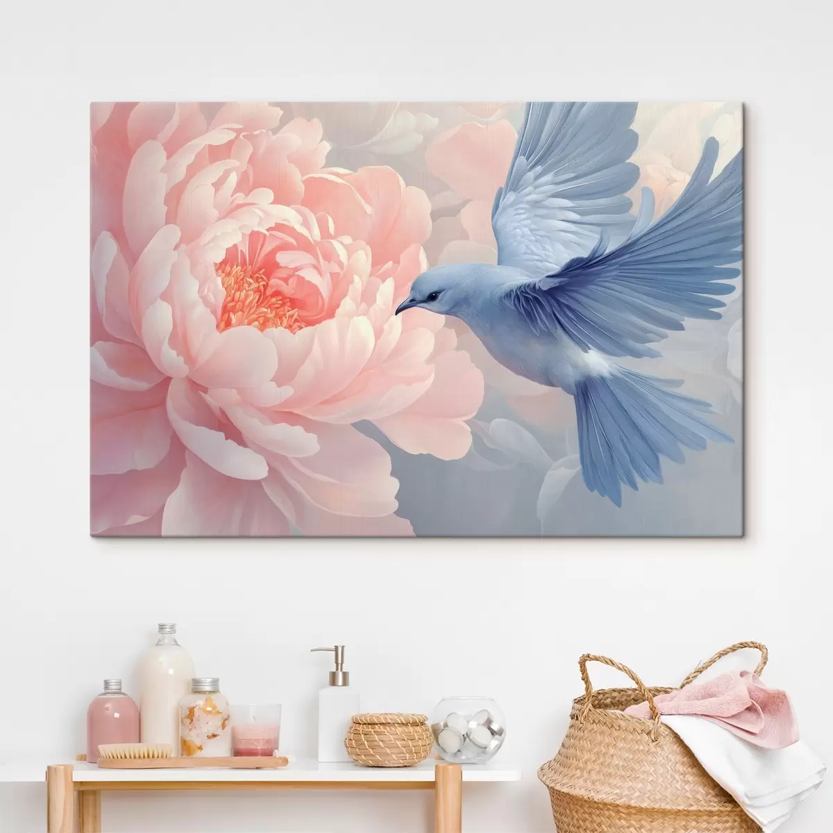 Glezna Zils kolibri un peonija s42618