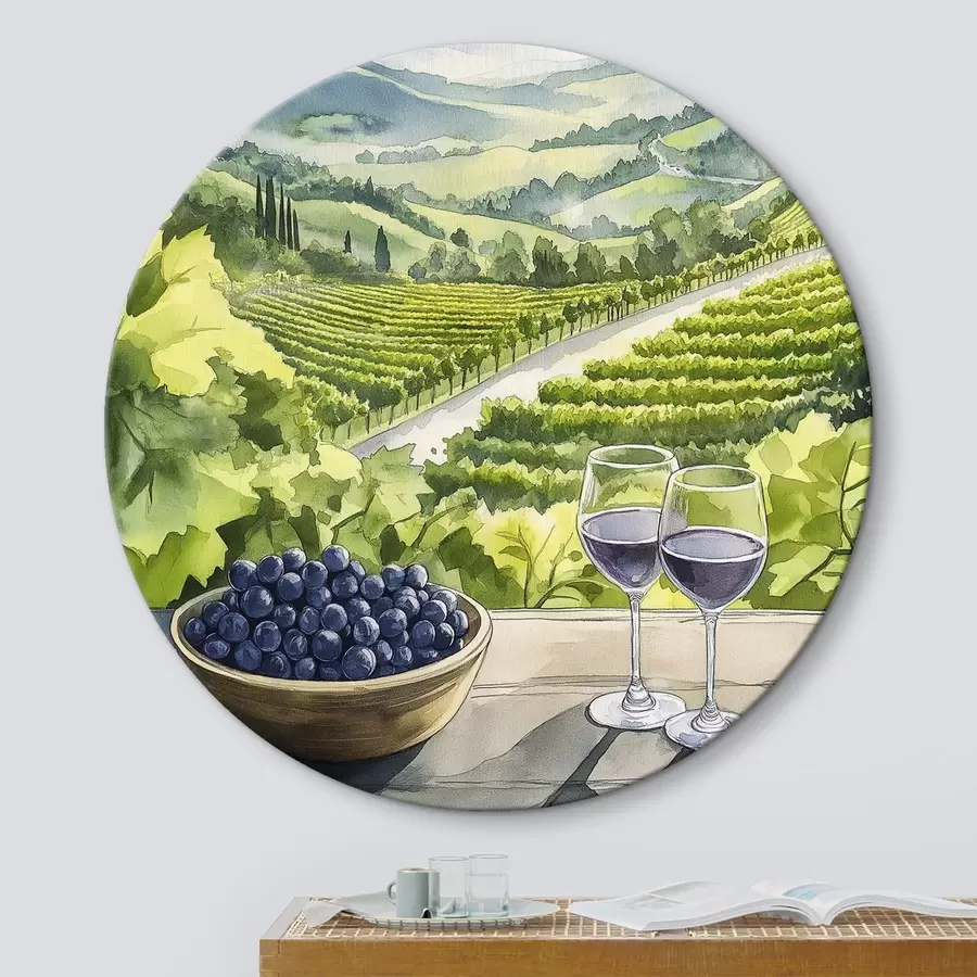 Glezna Gpape pagalmi, akvareļu stila ainavas, vīna glāzes r42444