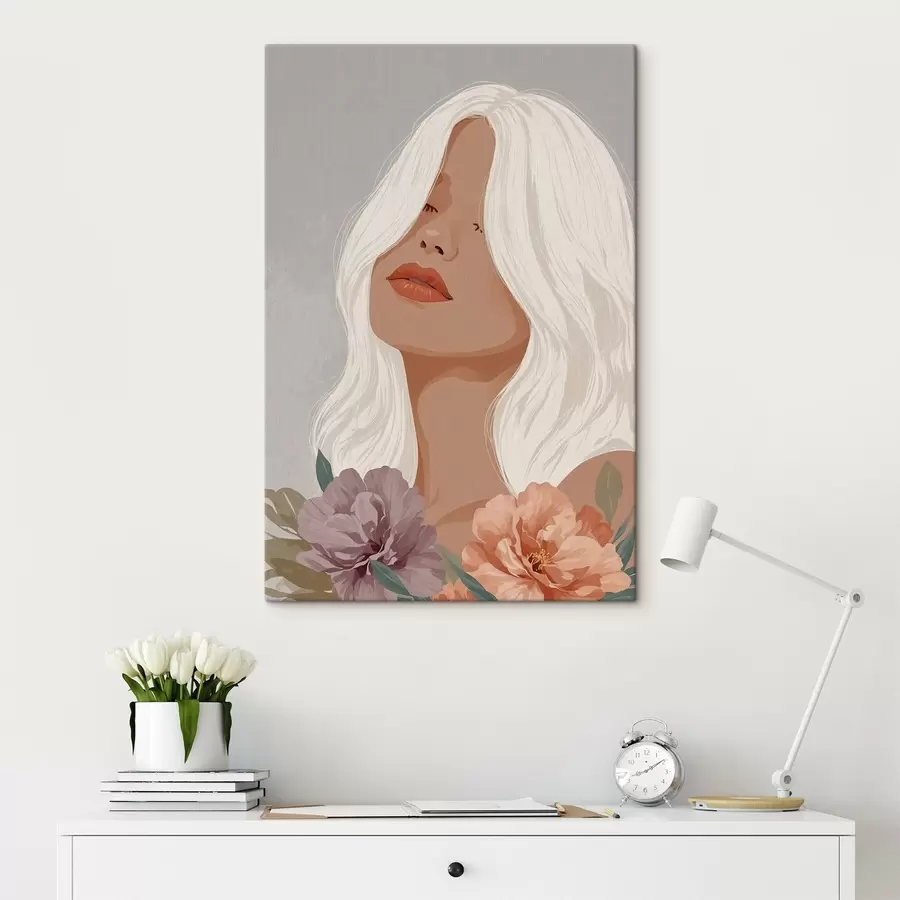 Glezna Meitene uz pelēka fona vektoru grafikā s42521