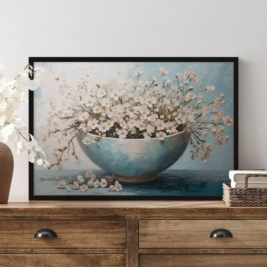 Fototapetes Balti mazi ziedi podā f42533