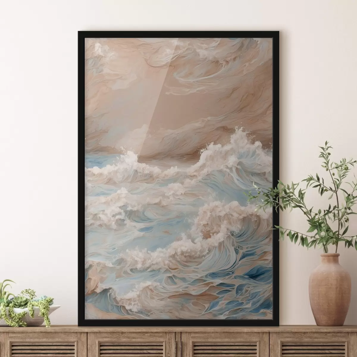 Plakāts Abstraktā burzmaina jūra eļļas gleznošanas stilā f42539