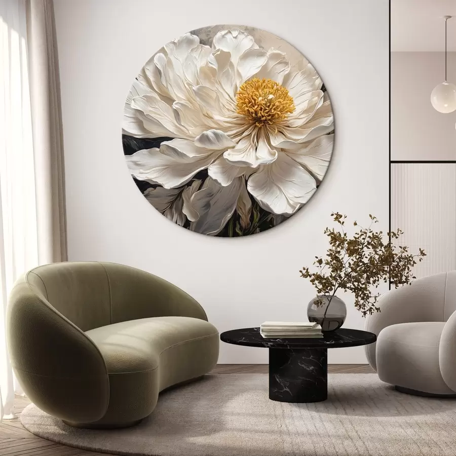 Glezna Balts zieds uz melna un bēša fona r42522