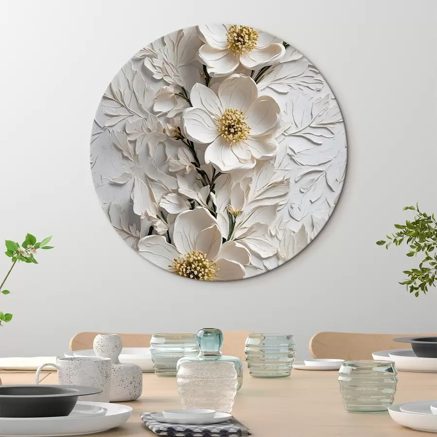 Glezna Balti ziedi un stublāji eļļas gleznošanas stilā r42546