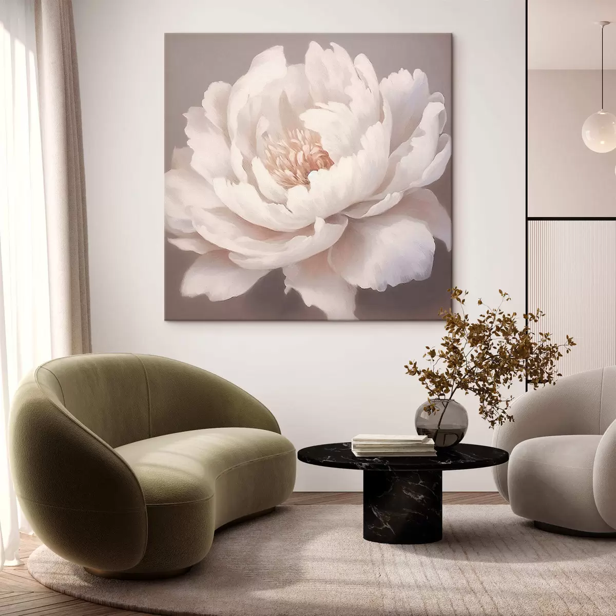 Glezna Liela balta peonija s42637