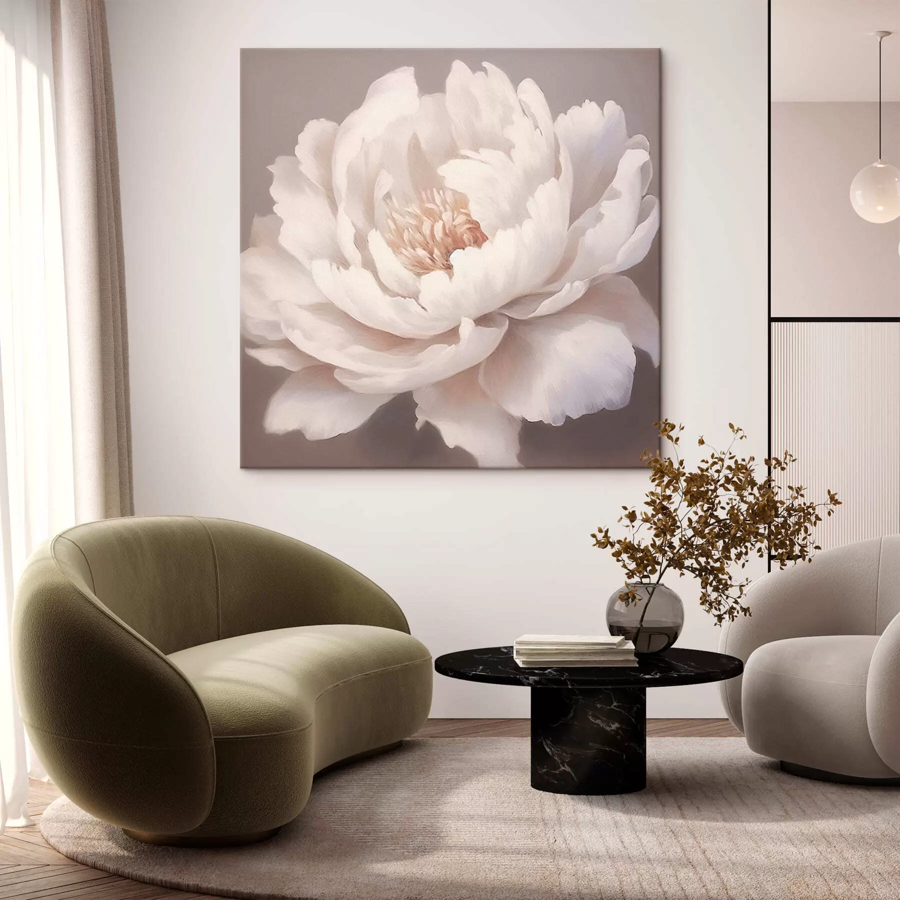 Fototapetes Liela balta peonija s42637