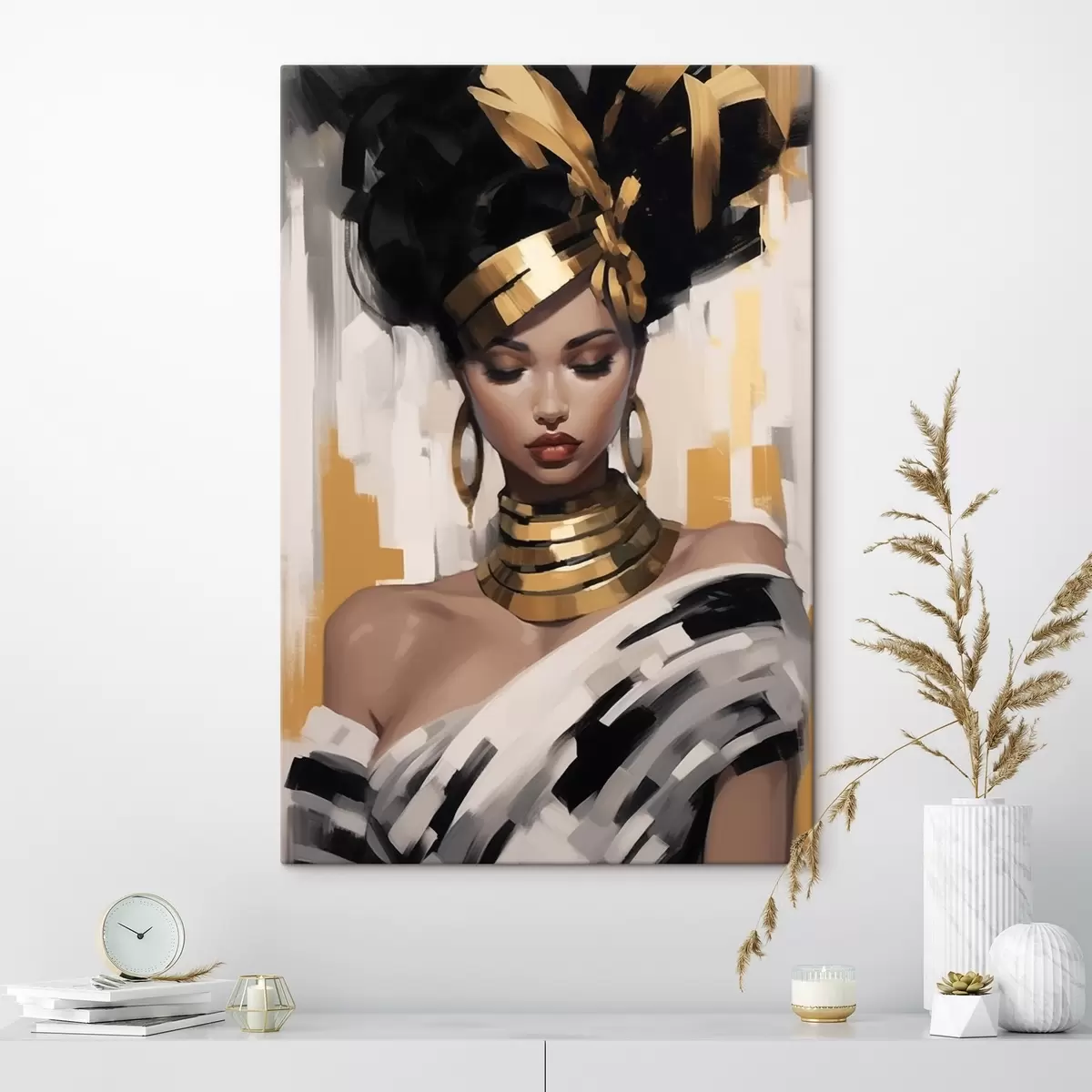 Glezna Sievietes portrets ar modernu etnisko stilu s42648