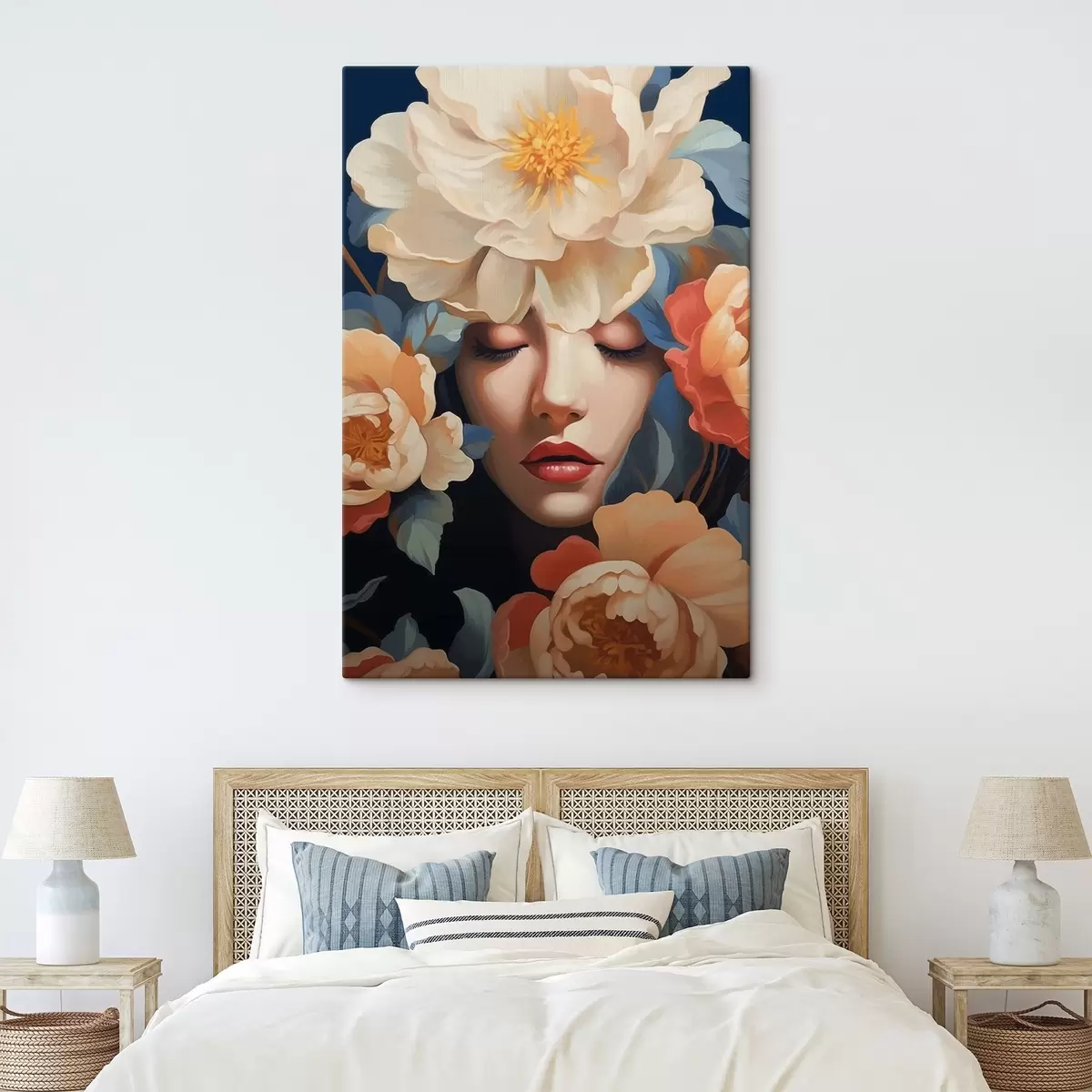 Glezna Sievietes portrets ar ziediem s42659