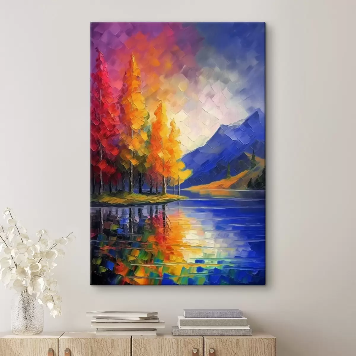 Glezna Rudens ainava ar ezeru un kalniem s42661