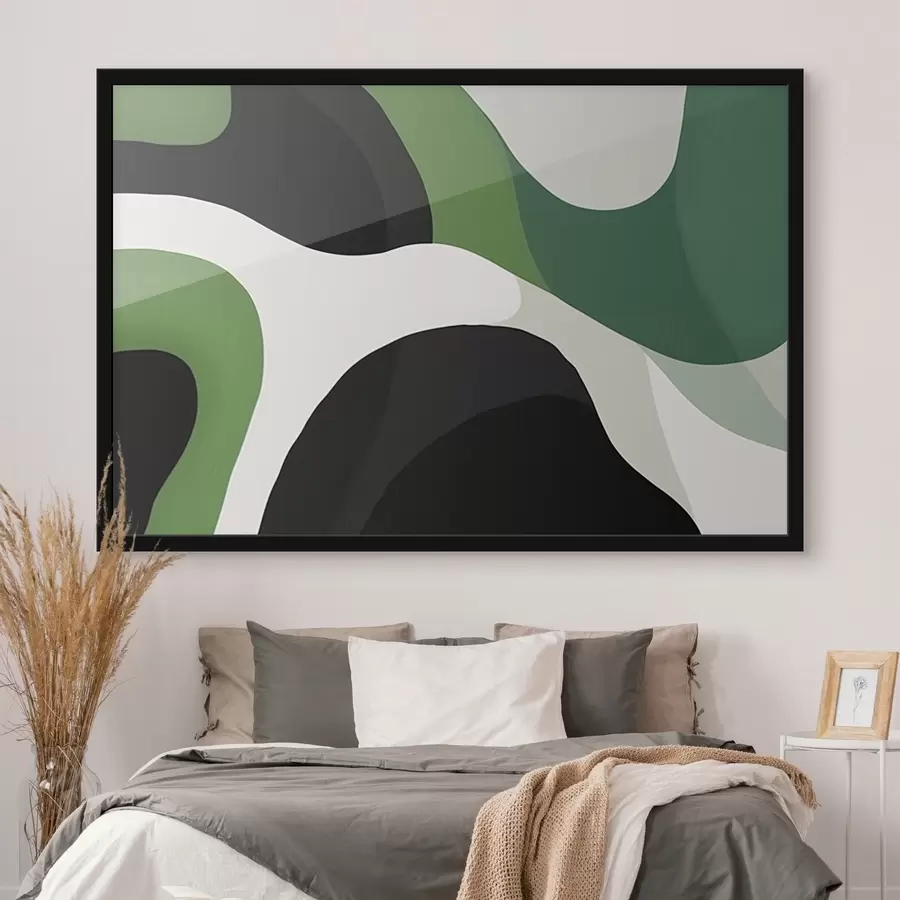 Fototapetes Abstraktais ģeometriskais raksts zaļos un melnos toņos f42651