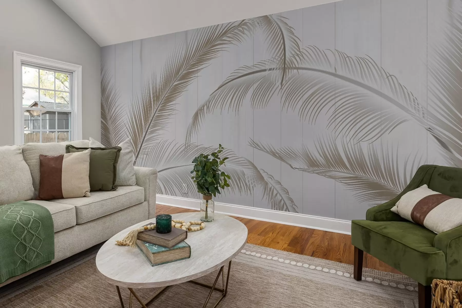 Fototapetes Liels spalvu raksts maigos brūnos toņos uz gaiša fona ar vertikālām līnijām, kas piešķir izsmalcinātību w08685v2