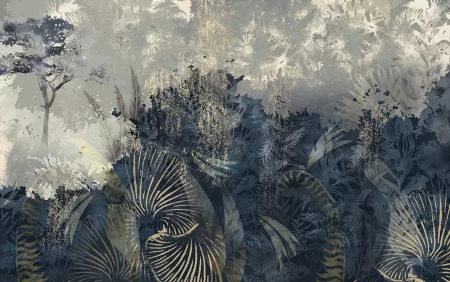 Fototapetes Maģiskā Āfrika ar lietus mežu un vektora elementiem w02643