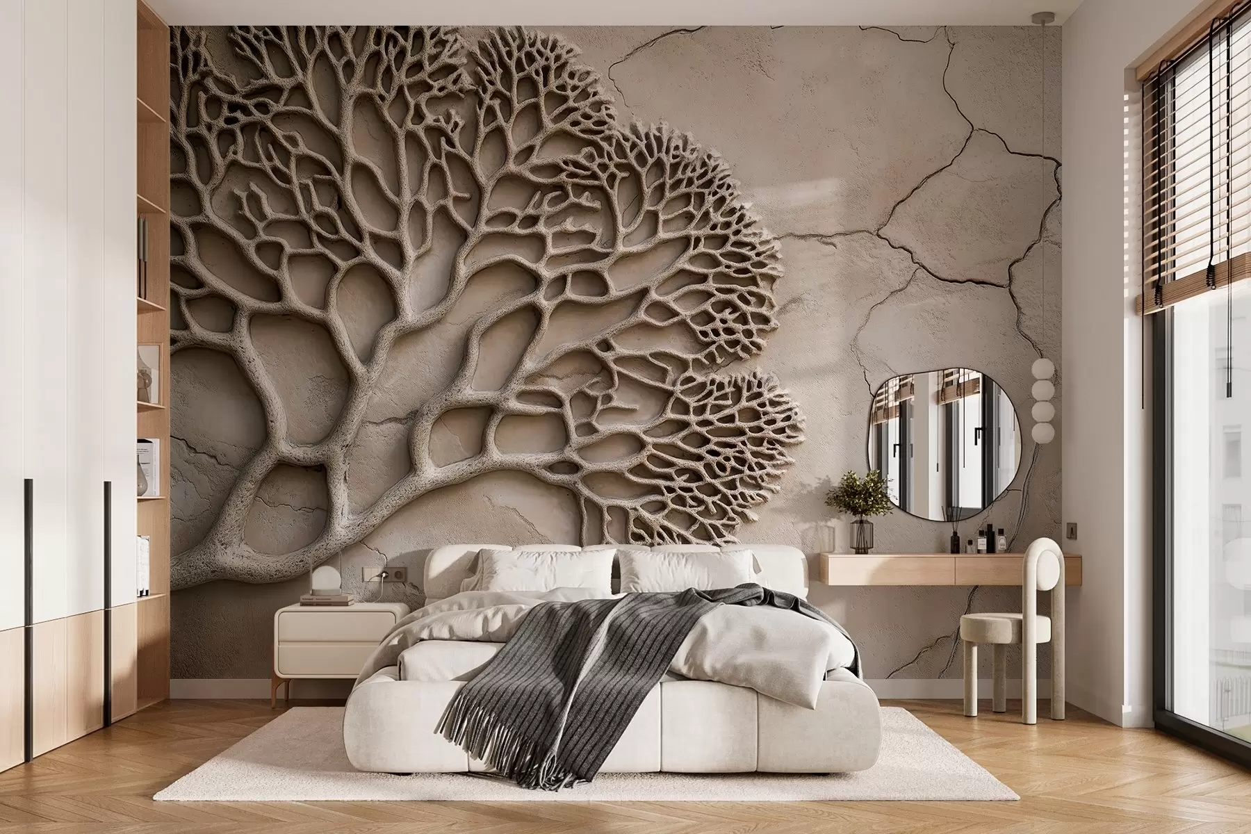 Fototapetes Tapetes reljefa stilā ar koka un plaisām w02908