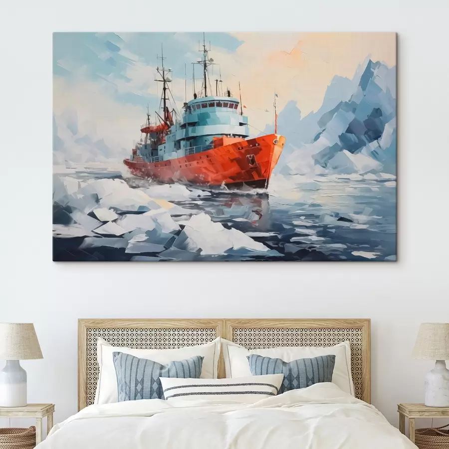Glezna Sarkanais kuģis starp lediem s42750