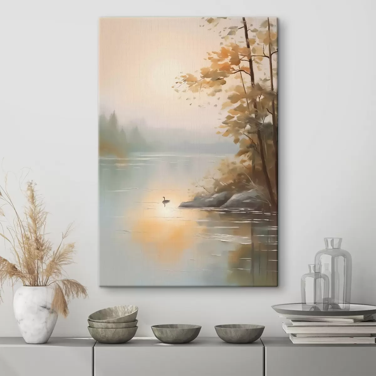 Glezna Koks pie dīķa ainava s42757