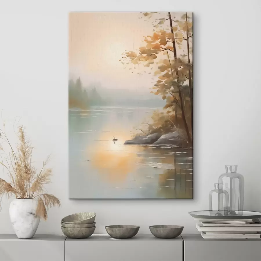 Glezna Koks pie dīķa ainava s42757