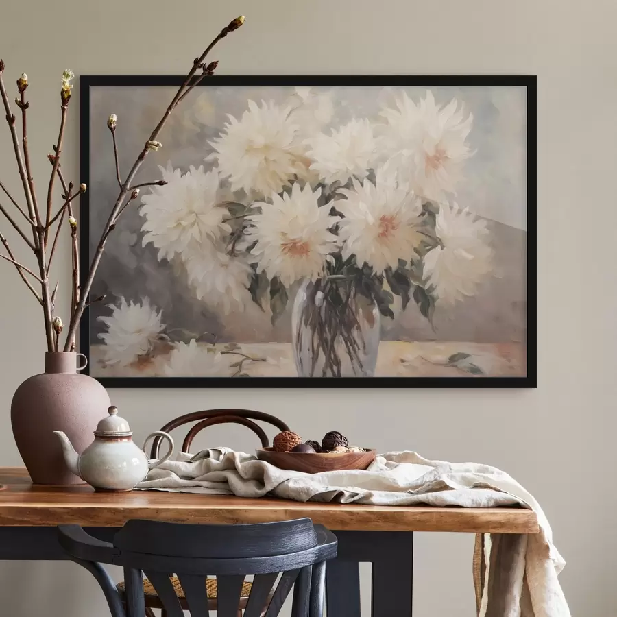 Fototapetes Krizantēmas vāzē glezniecības imitācija f42744