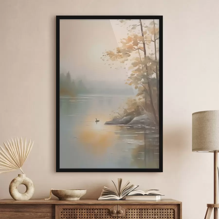 Fototapetes Koks pie dīķa ainava f42757