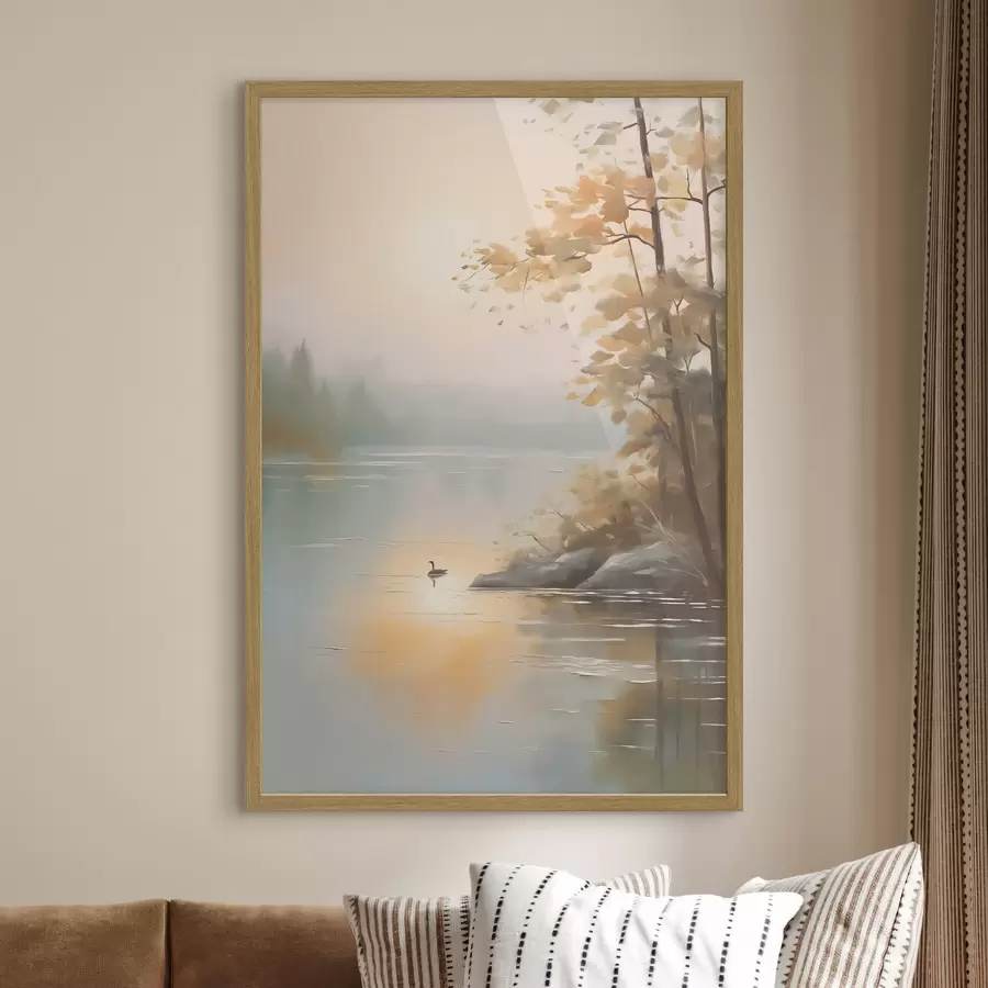 Fototapetes Koks pie dīķa ainava f42757
