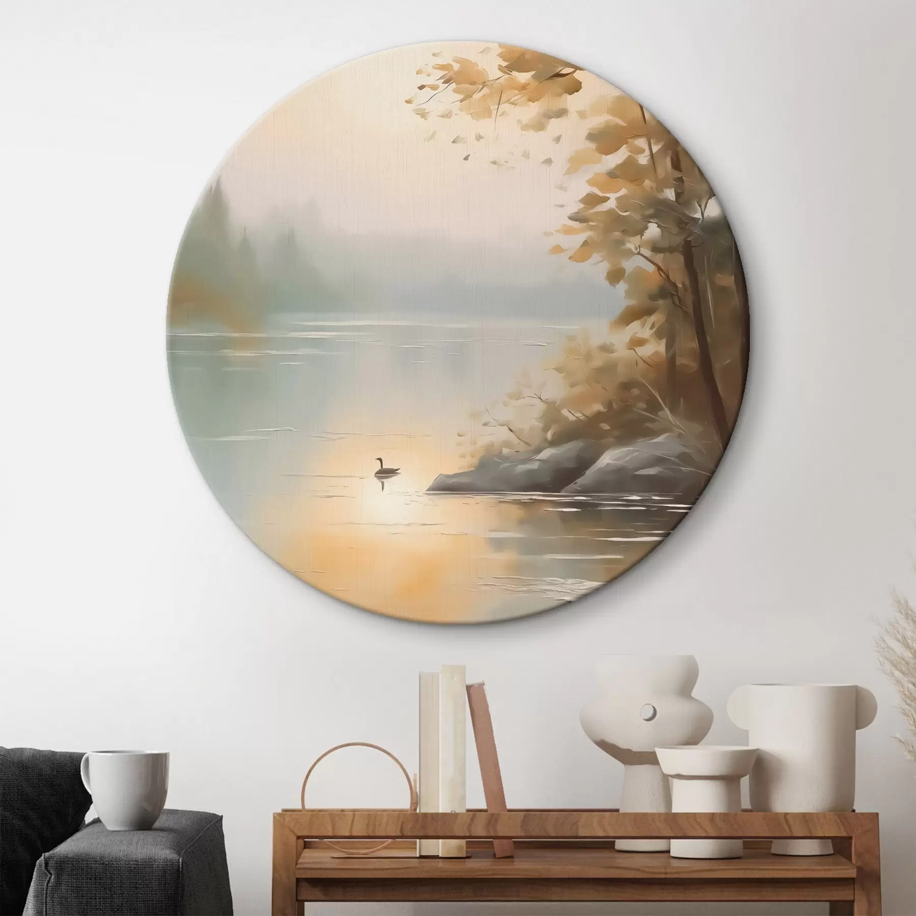 Glezna Koks pie dīķa ainava r42757