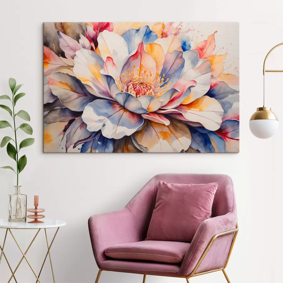 Glezna Daudzkrāsains zieds ar akvareļa imitāciju s42706