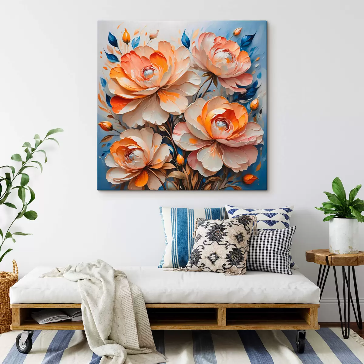 Glezna Ziedi uz zila fona s42709