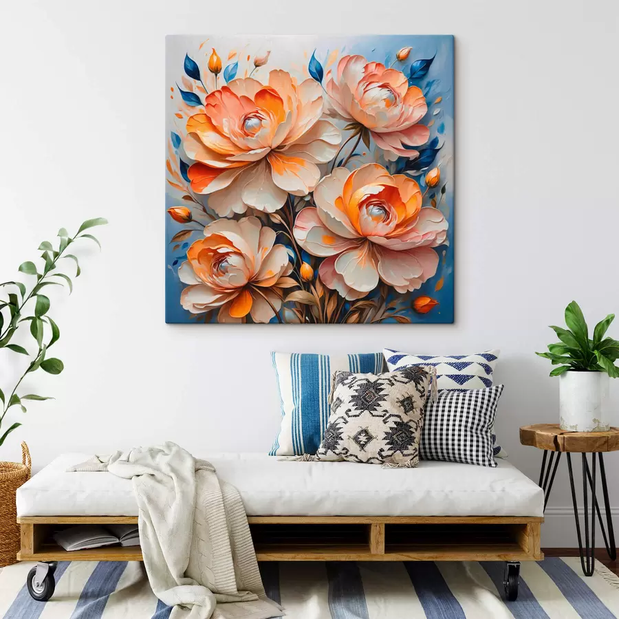 Glezna Ziedi uz zila fona s42709