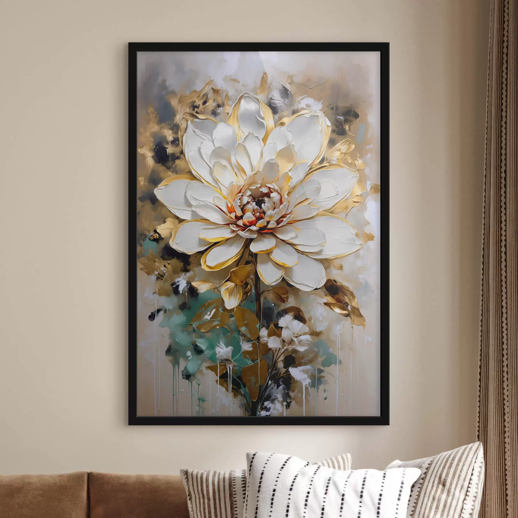 Fototapetes Abstrakts zieds ar krāsas imitācijas šļakatām uz fona f42707