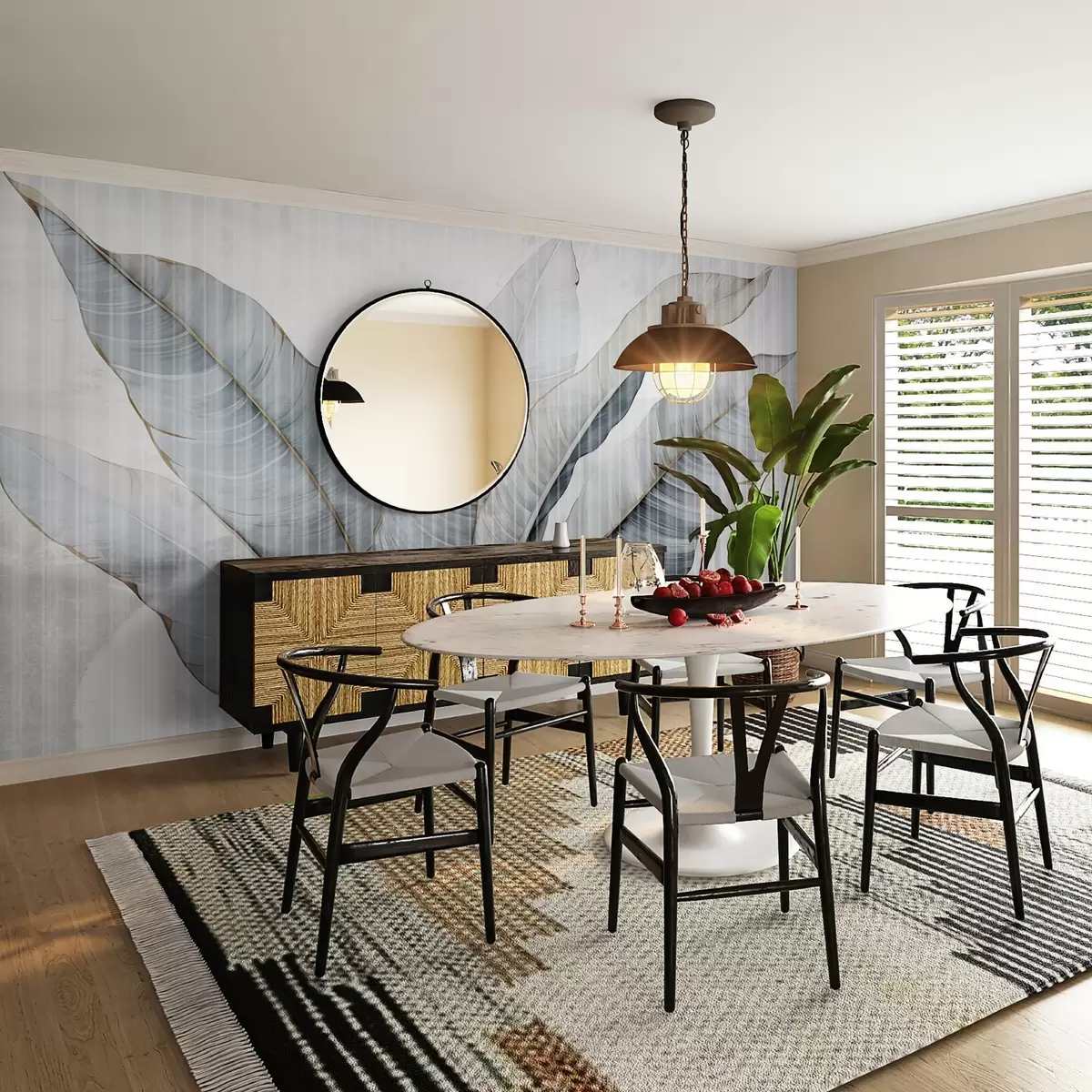 Fototapetes Lielas lapas uz sienas w02982