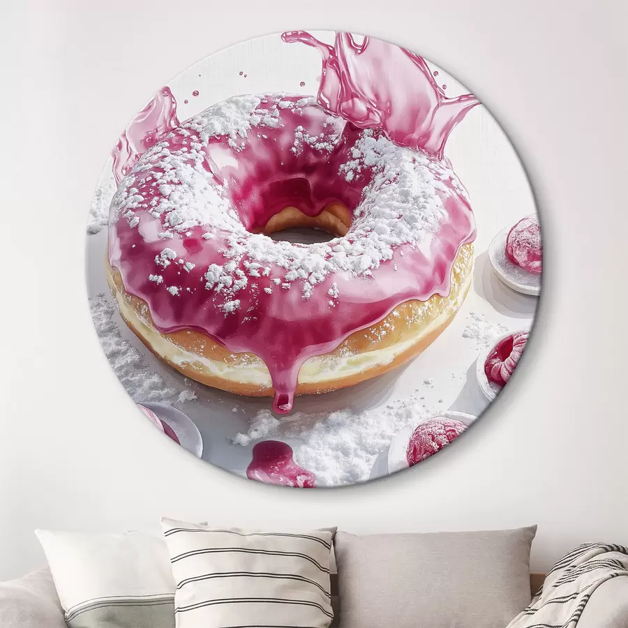 Glezna Reālistisks donuts ar ogām un rozā glazūru r42790