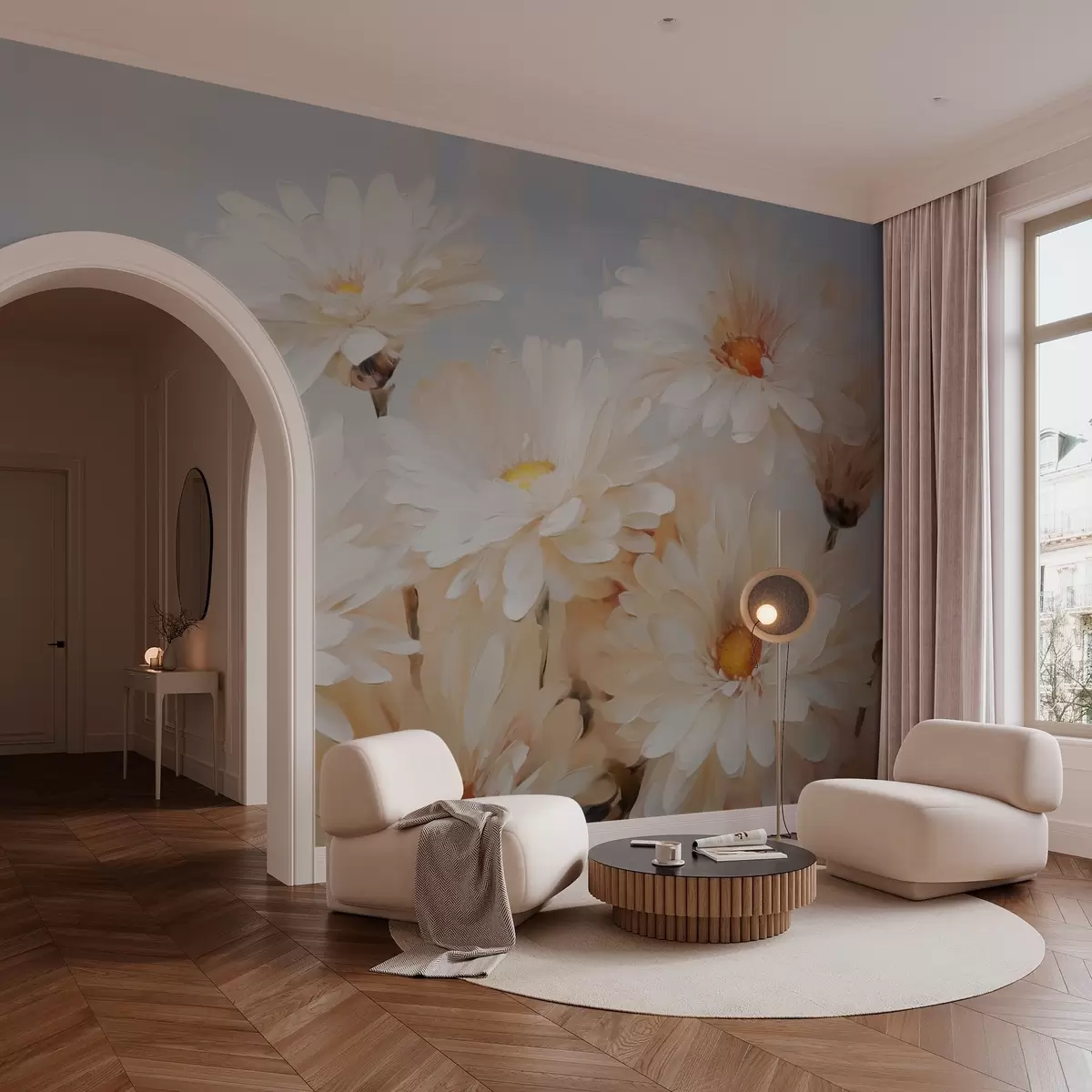 Fototapetes Krizantēmas imitācija eļļas glezna w03034