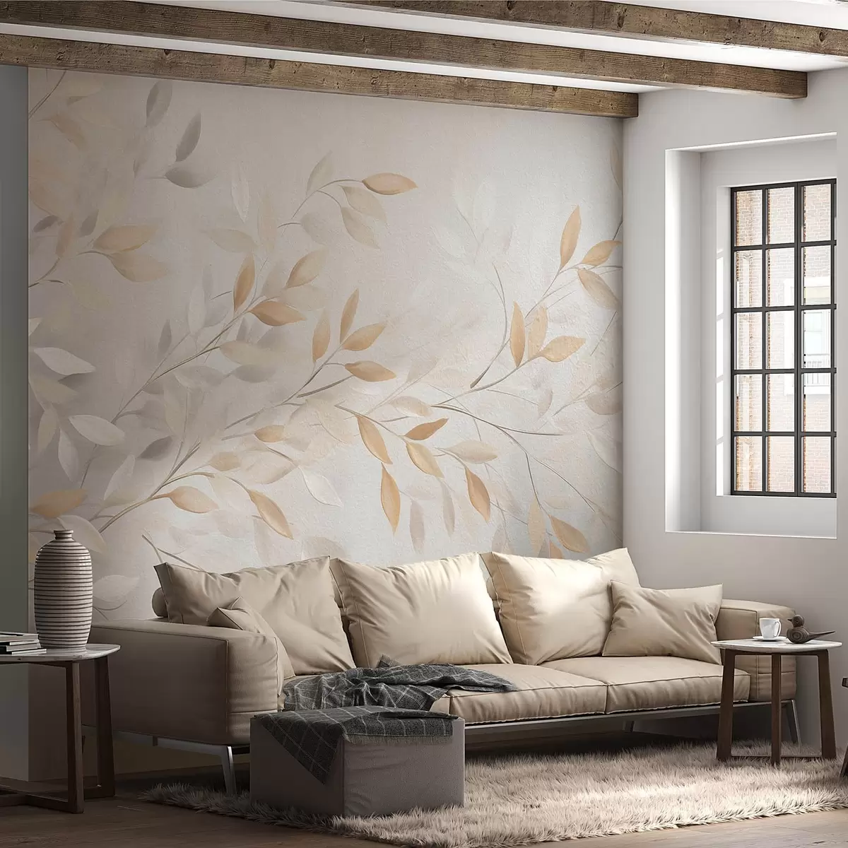 Fototapetes Akvareļu zari uz betona fona w08730