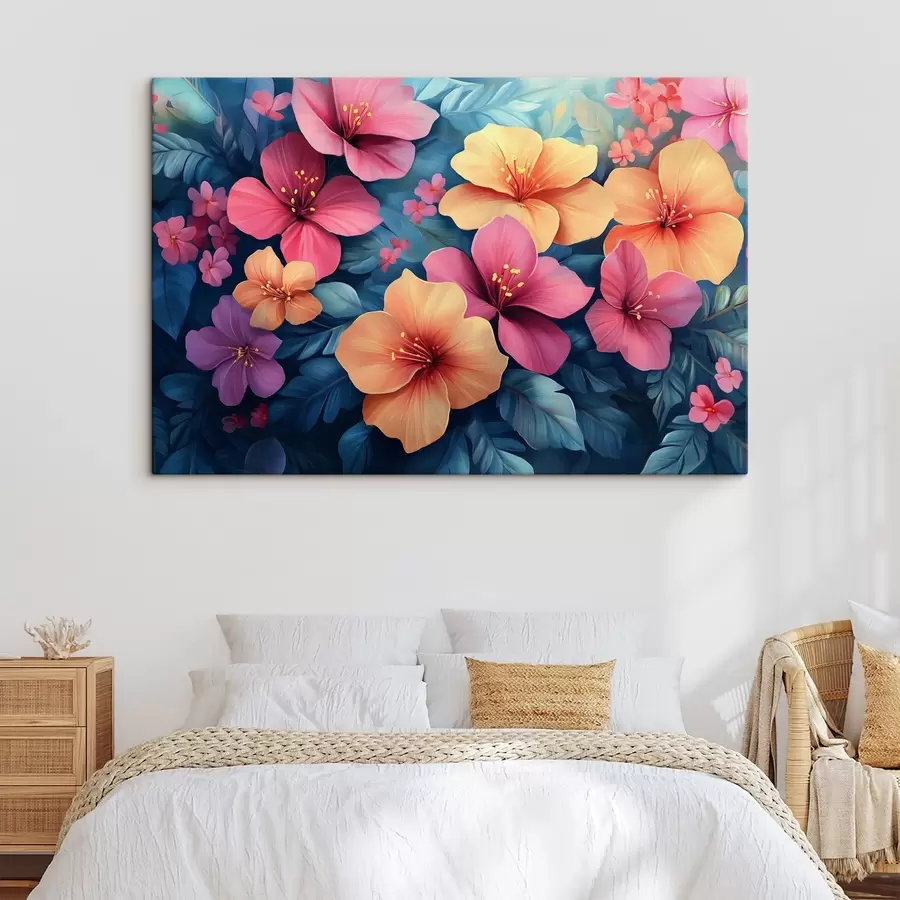 Glezna Oranži un rozā lieli ziedi s42853