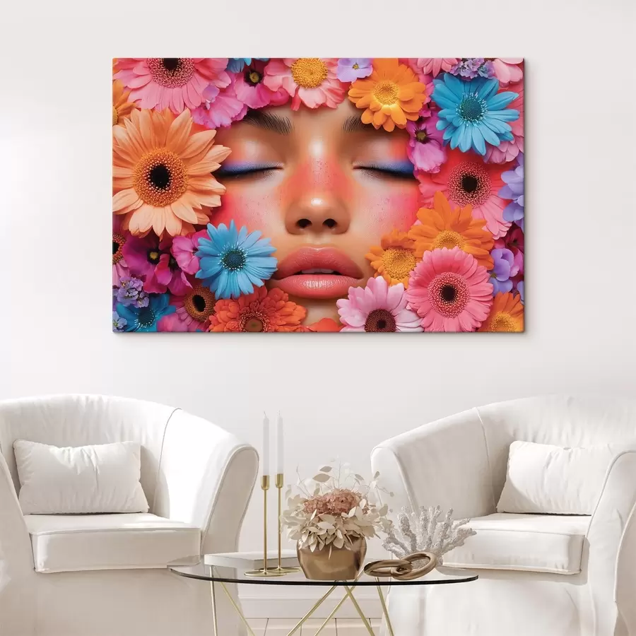 Glezna Meitenes seja ziedos s42856