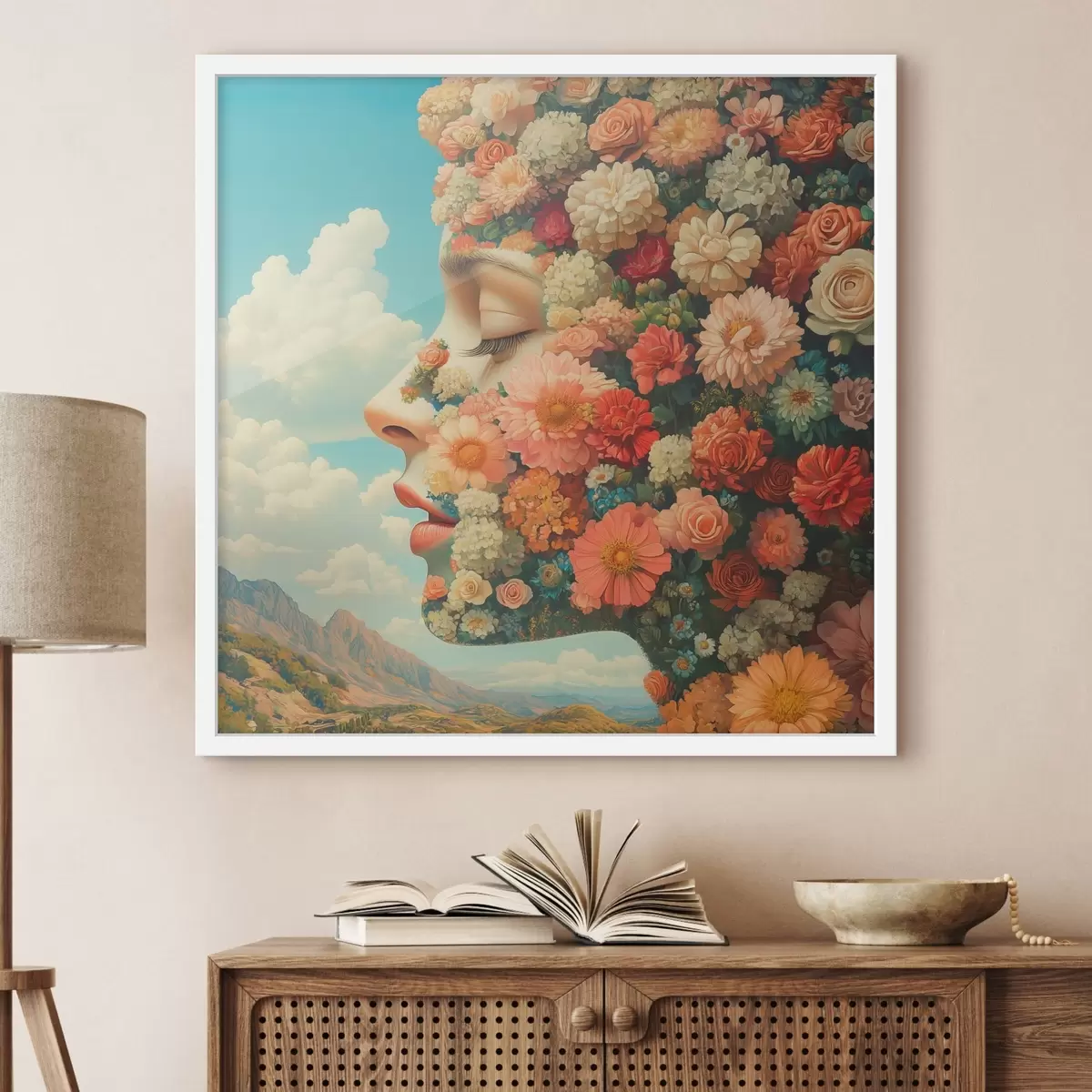 Plakāts Seja profilā ziedos f42861