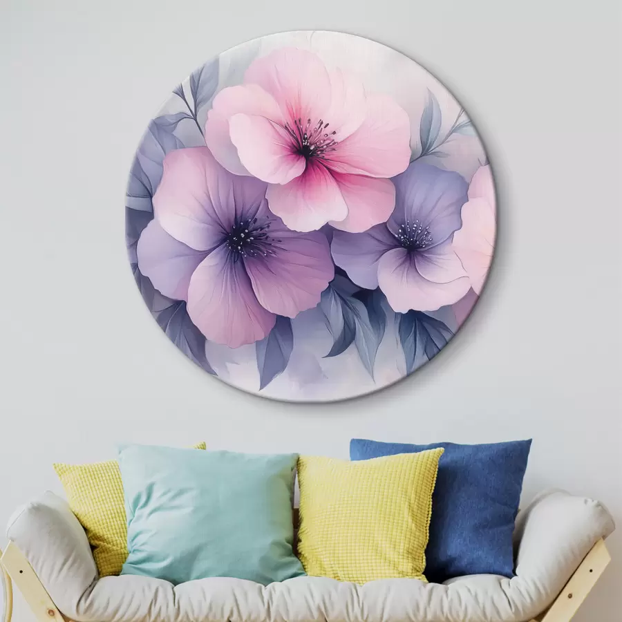 Glezna Smalki rozā un violeti ziedi r42851