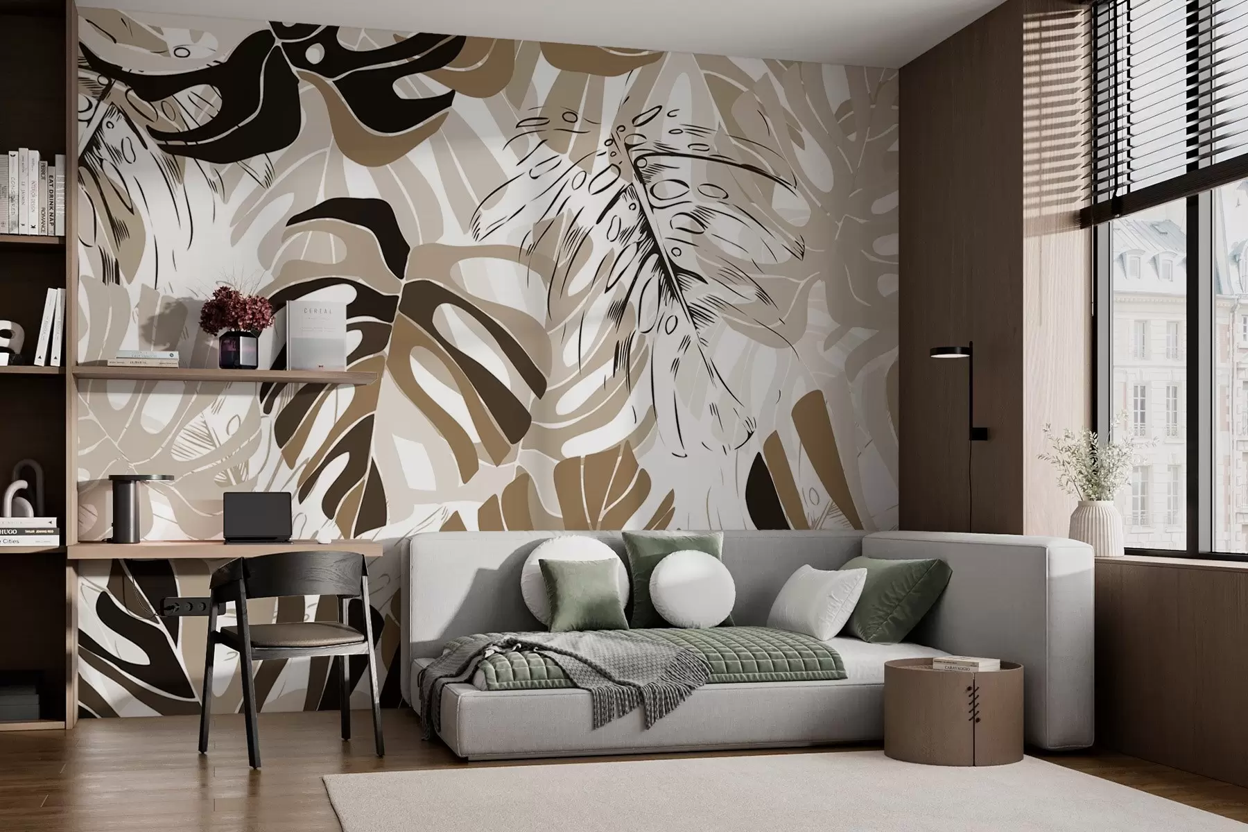 Fototapetes Monstera lapas grafiskā stilā w02995v1