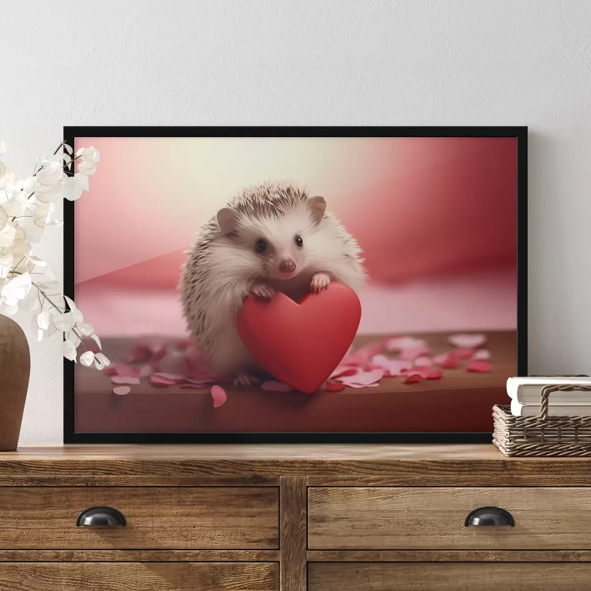 Plakāts Mazais ezītis, kas tur sirdi f42867