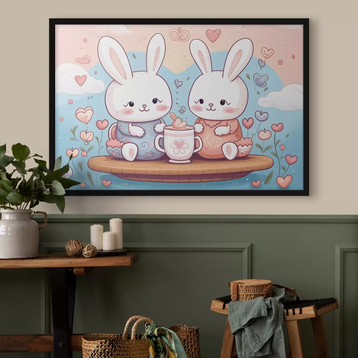 Plakāts Cute zaķi, tējas puse f42873