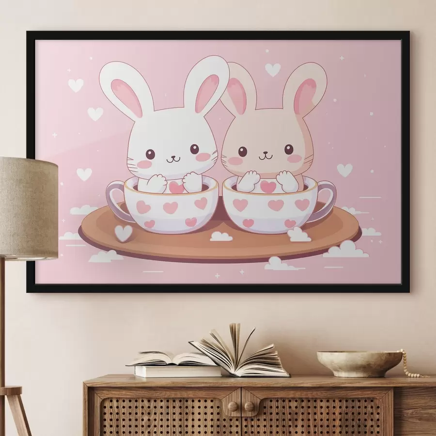 Fototapetes Zaķīši krūzītēs f42874