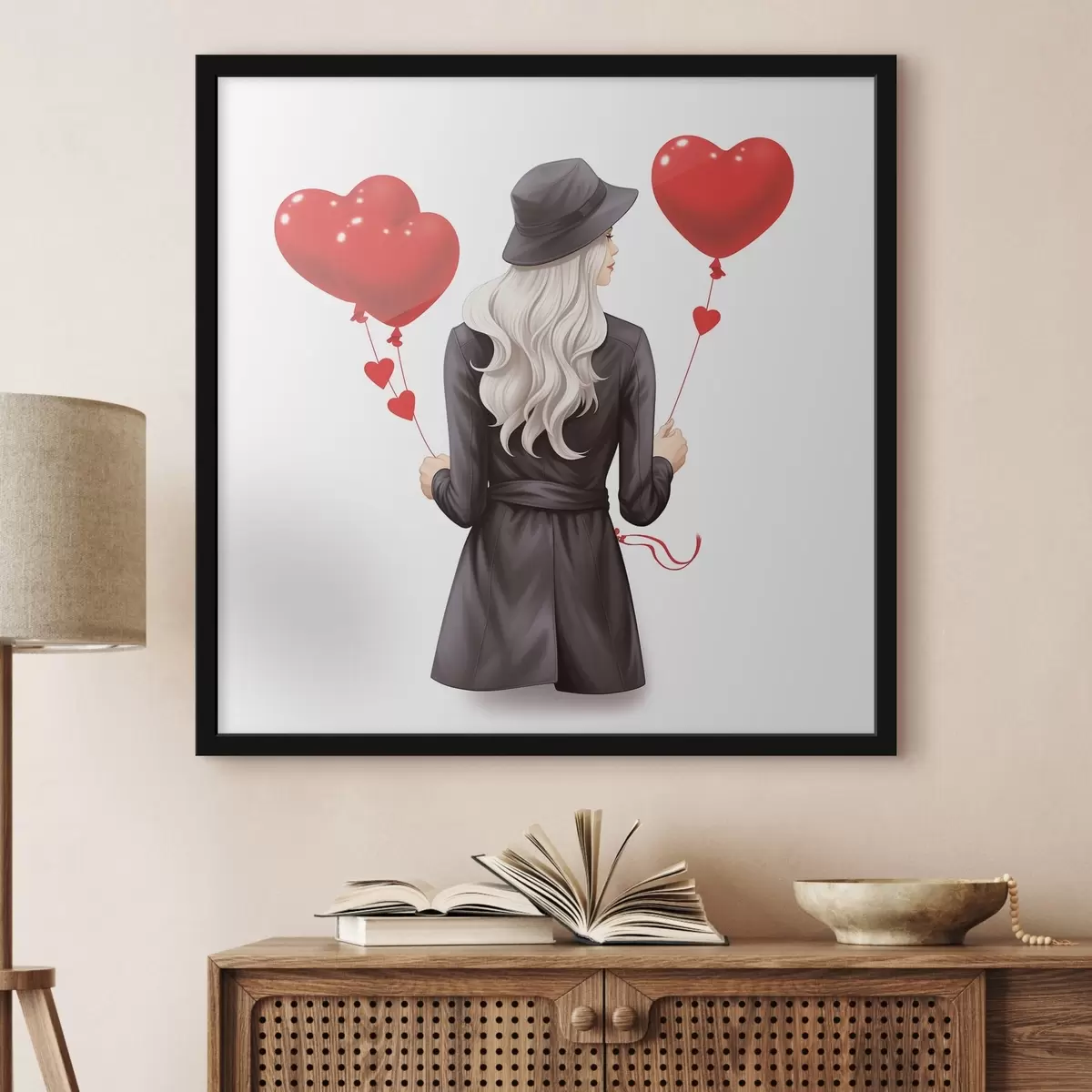 Plakāts Blondīne ar baloniem f42875