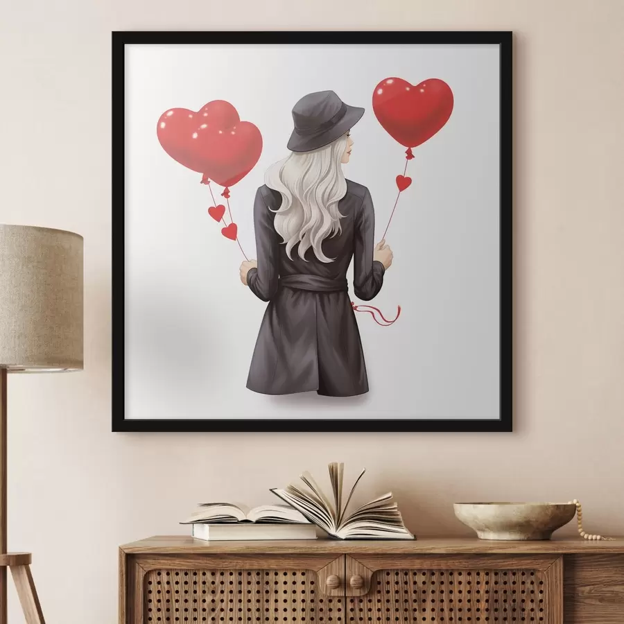 Fototapetes Blondīne ar baloniem f42875