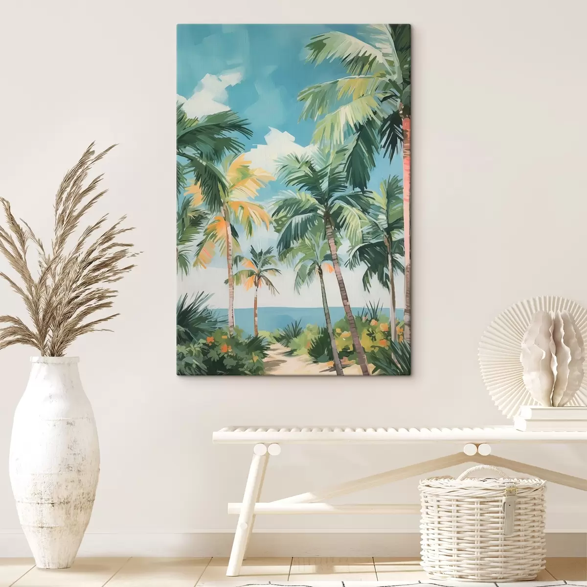 Glezna Palmu birzs pie jūras glezniecības imitācija s42840