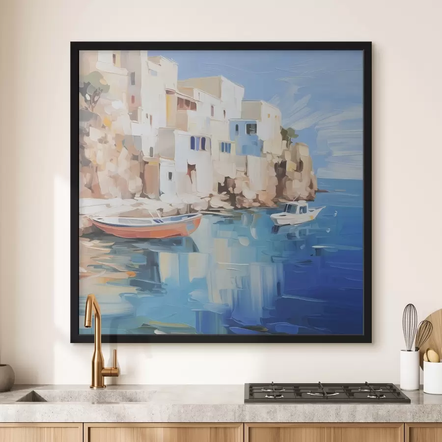 Fototapetes Mājas pie jūras glezniecības imitācija f42830