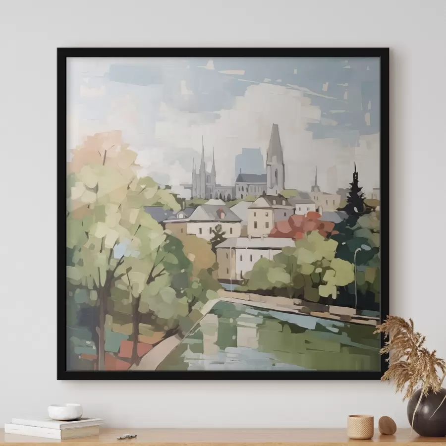 Fototapetes Abstraktā pilsētas ainavas imitācija glezniecība f42834