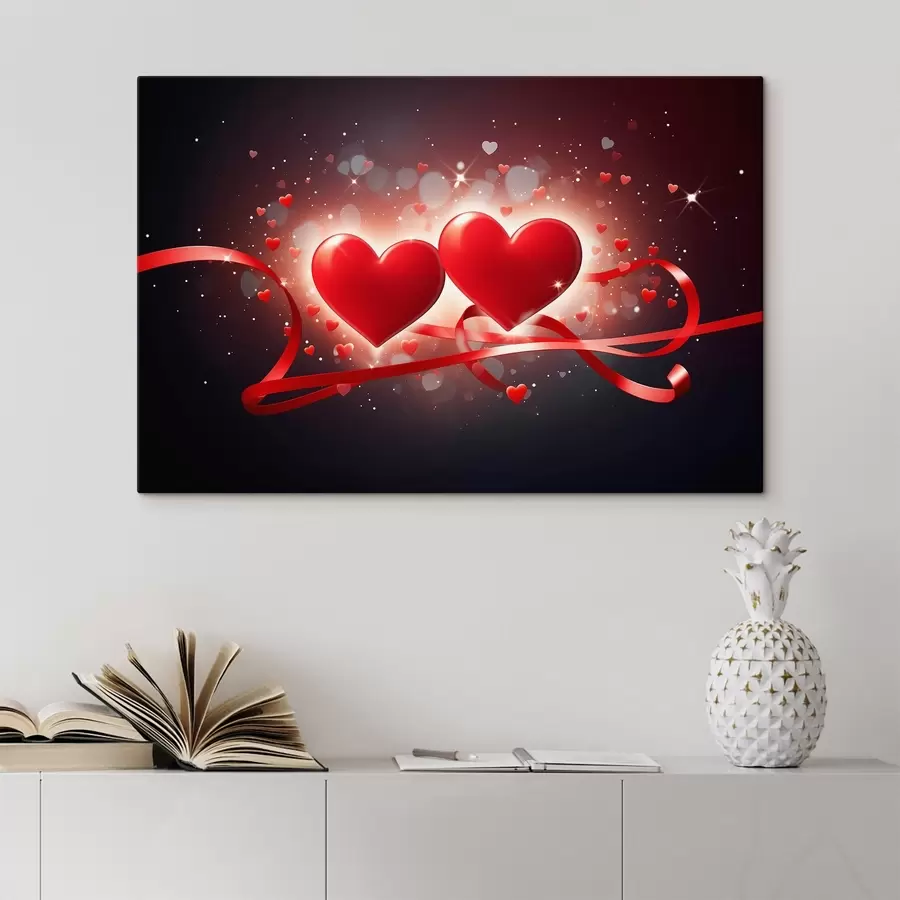 Glezna Divas sirdis uz abstrakta fona s42877