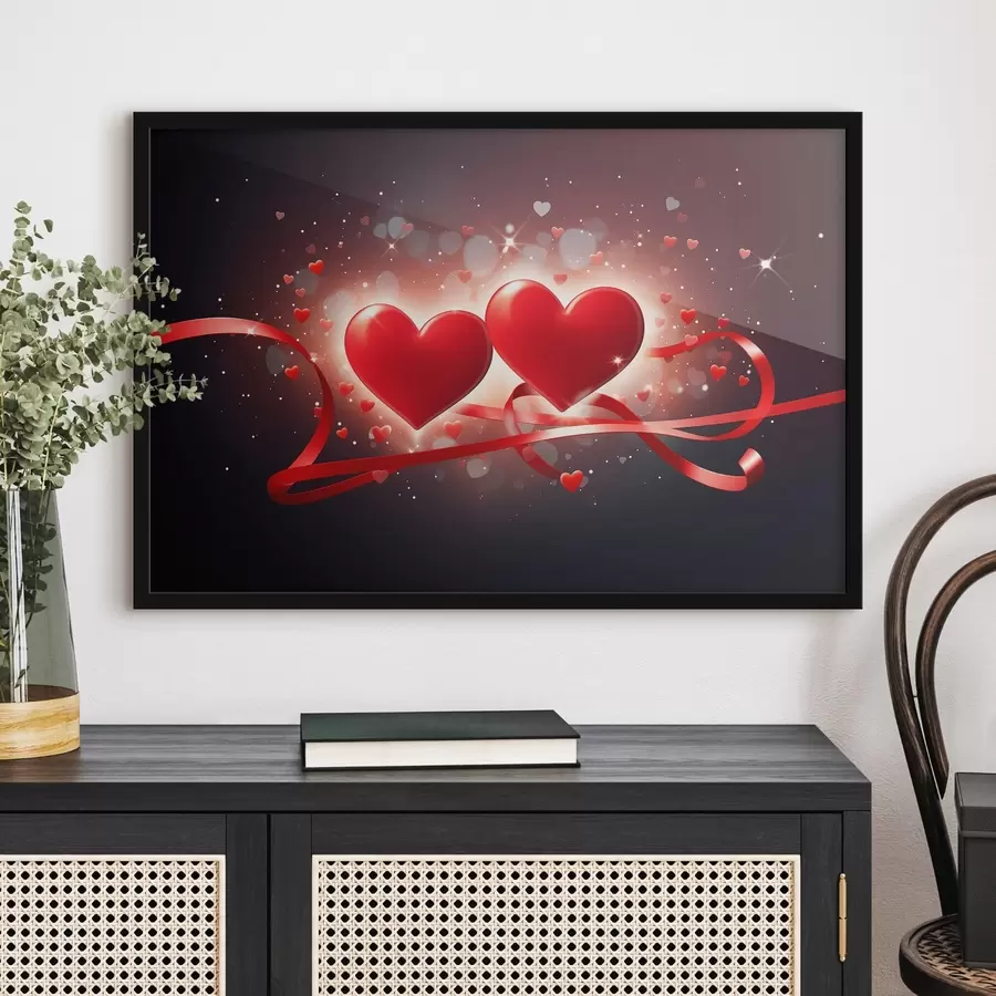 Fototapetes Divas sirdis uz abstrakta fona f42877