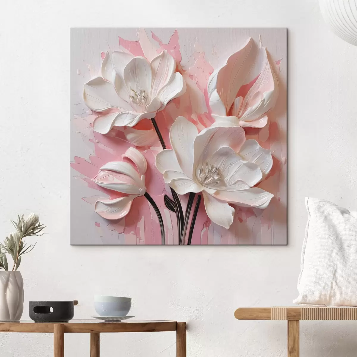 Glezna Baltie ziedi s42895