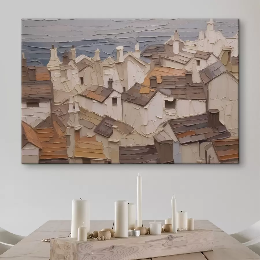 Glezna Māju jumti abstrakta glezniecības imitācija s42910