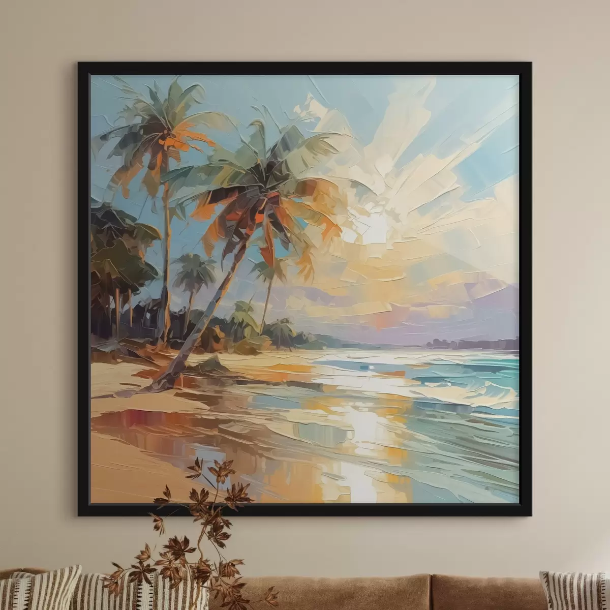 Plakāts Palmas pie jūras glezniecības imitācija f42897